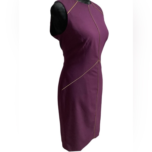 NWT Calvin Klein Dress‎ Size 8 Purple Plum Sleeveless Faux Front Zipper Design - Picture 6 of 16